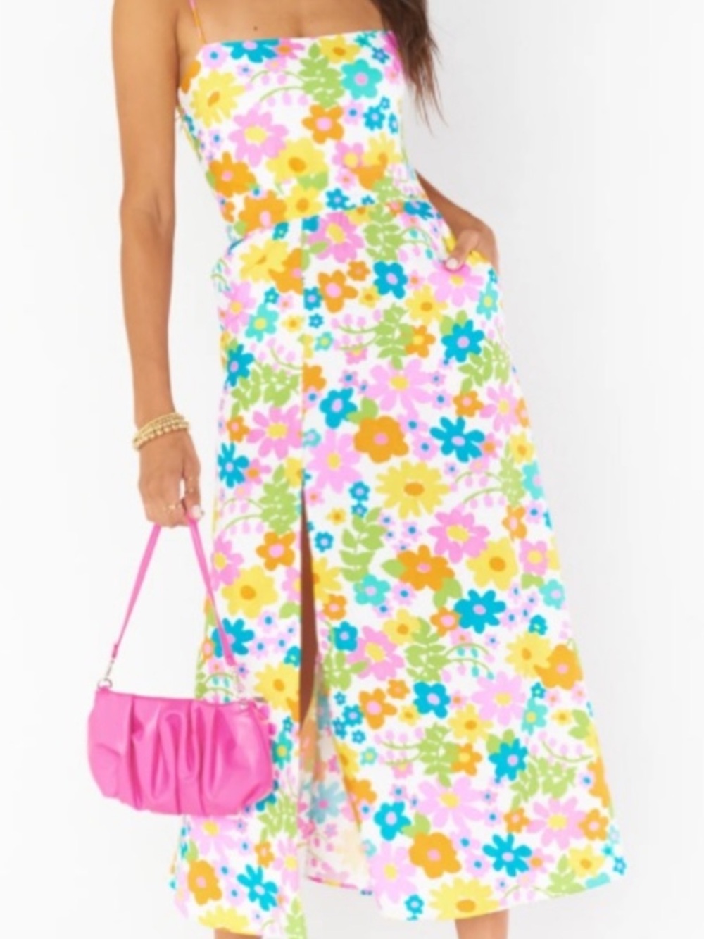 Show Me Your Mumu Amalfi Coast Midi Dress Retro Floral Petal Pop Adj Straps NWT*